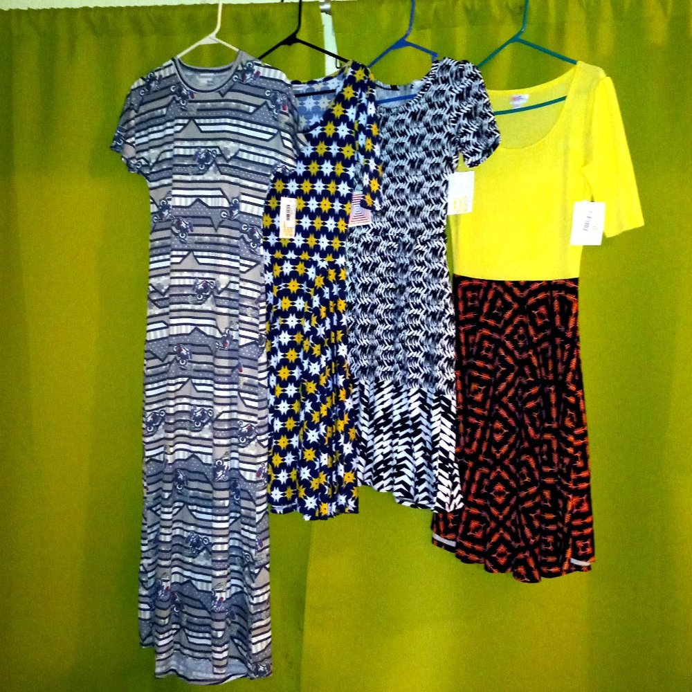 LuLaRoe Lot of 4 Dresses Amelia, Nicole, Maria XXS, S, XS NWT A7